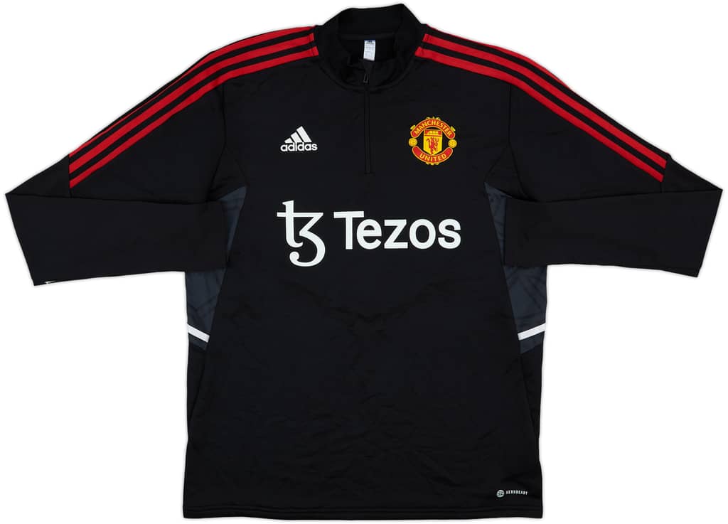 2021-22 Manchester United adidas 1/4 Zip Drill Top - 9/10 - (L)