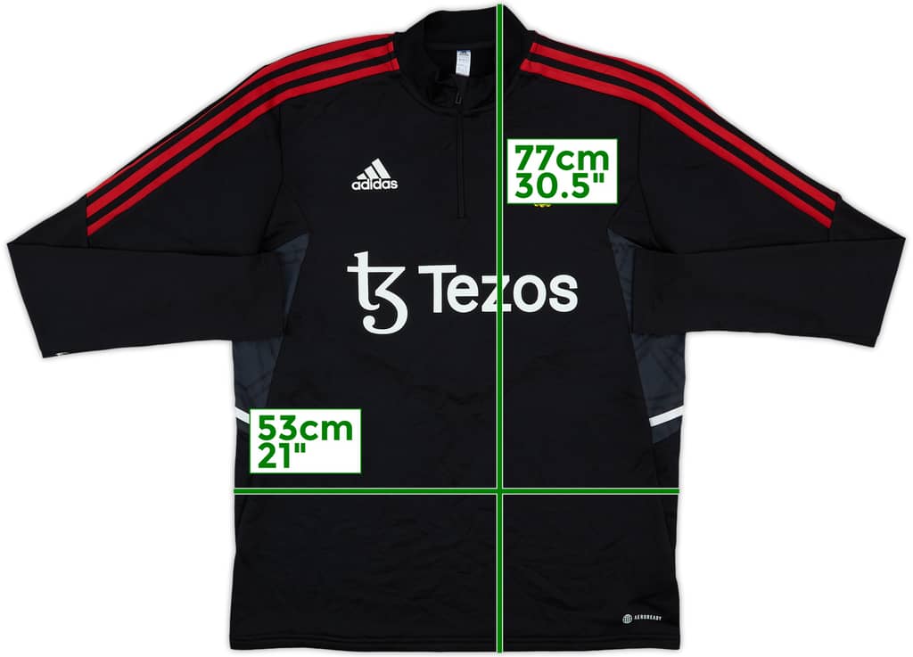 2021-22 Manchester United adidas 1/4 Zip Drill Top - 9/10 - (L)