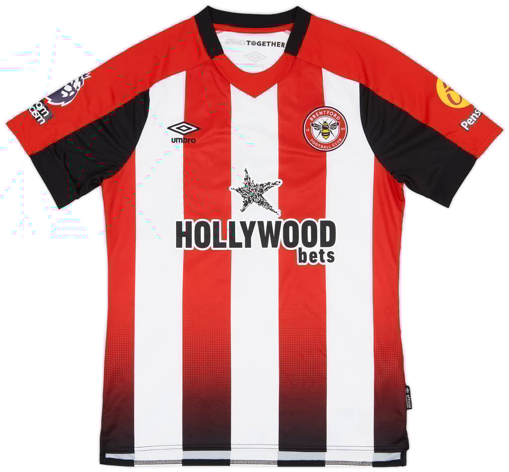 2023-24 Brentford Match Worn Home Shirt Mbeumo #19