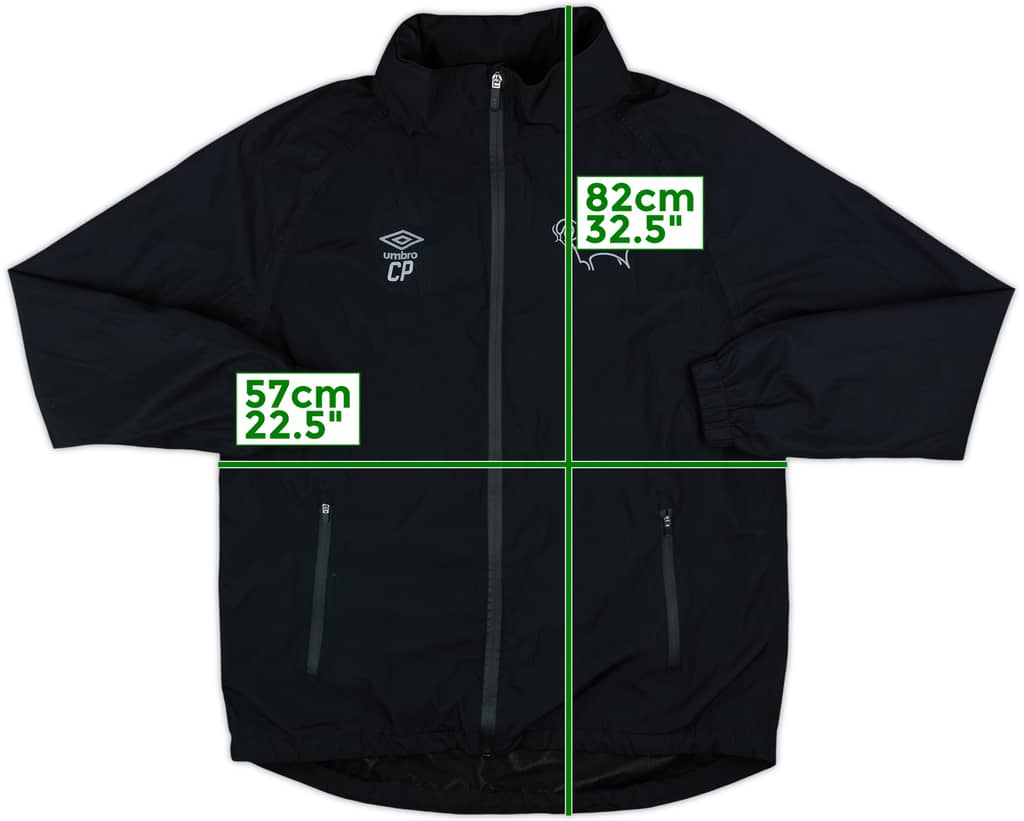 2018-19 Derby County Staff Issue Umbro Hooded Rain Jacket CP - 8/10 - (M)