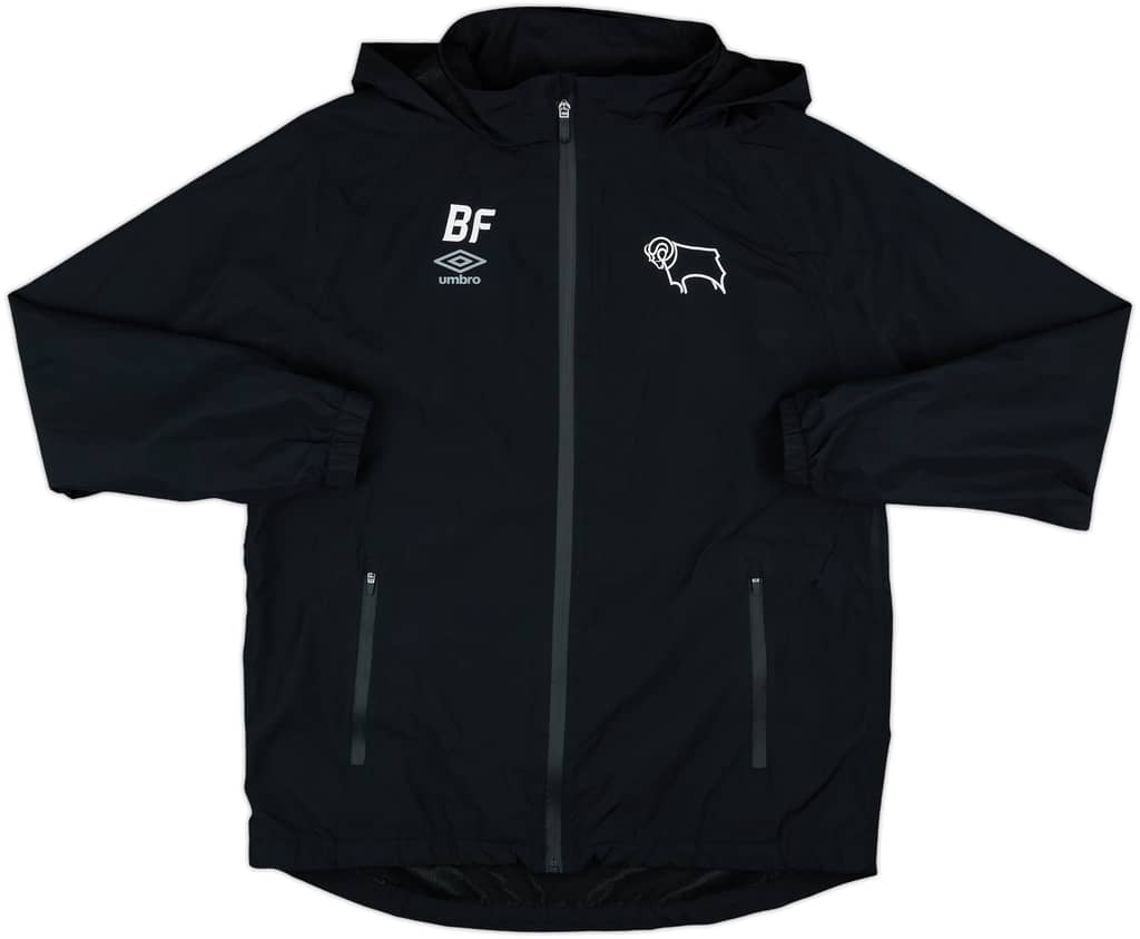 2018-19 Derby County Staff Issue Umbro Hooded Rain Jacket BF - 10/10 - (M)