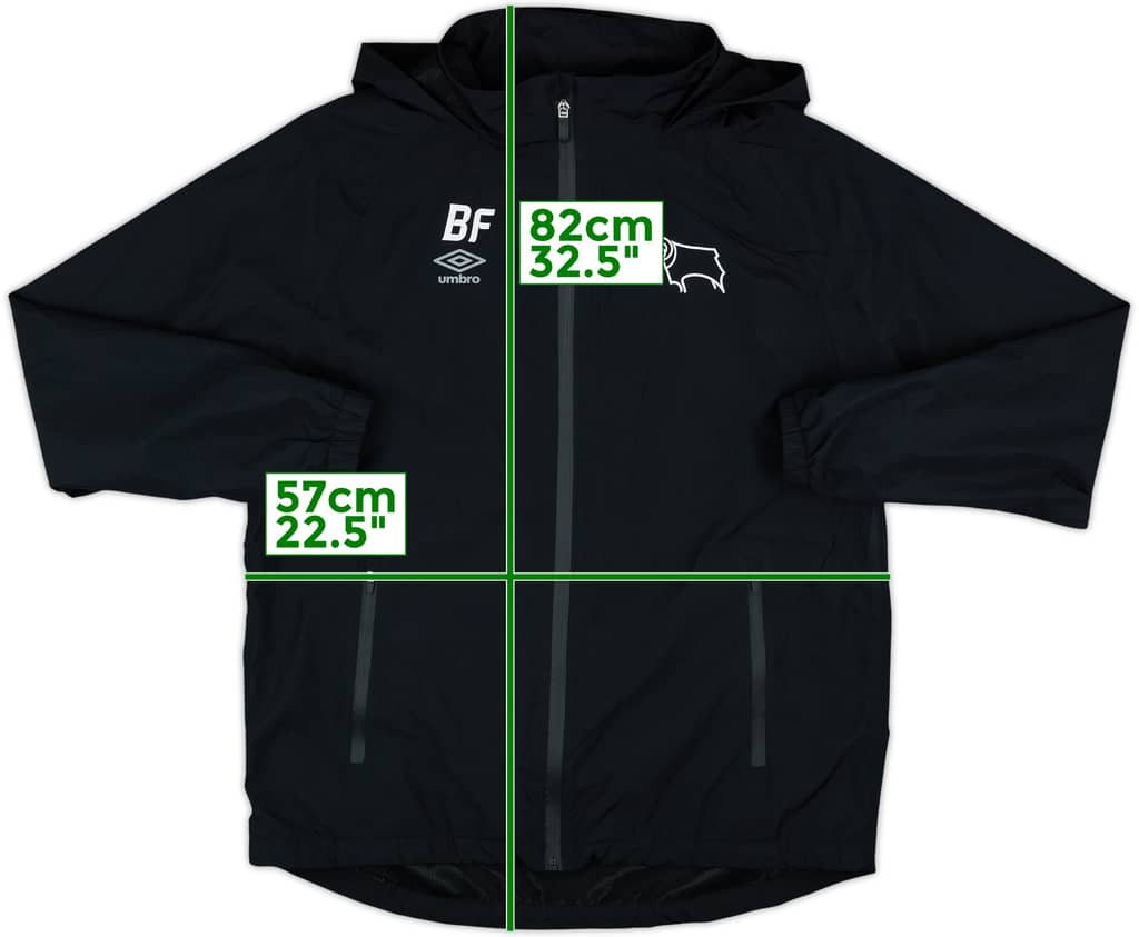 2018-19 Derby County Staff Issue Umbro Hooded Rain Jacket BF - 10/10 - (M)