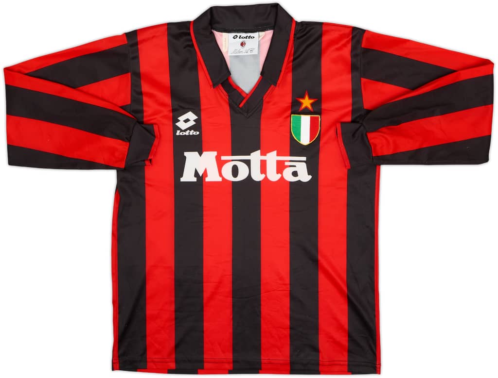 1993-94 AC Milan Home L/S Shirt - 9/10 - (XL.Boys)