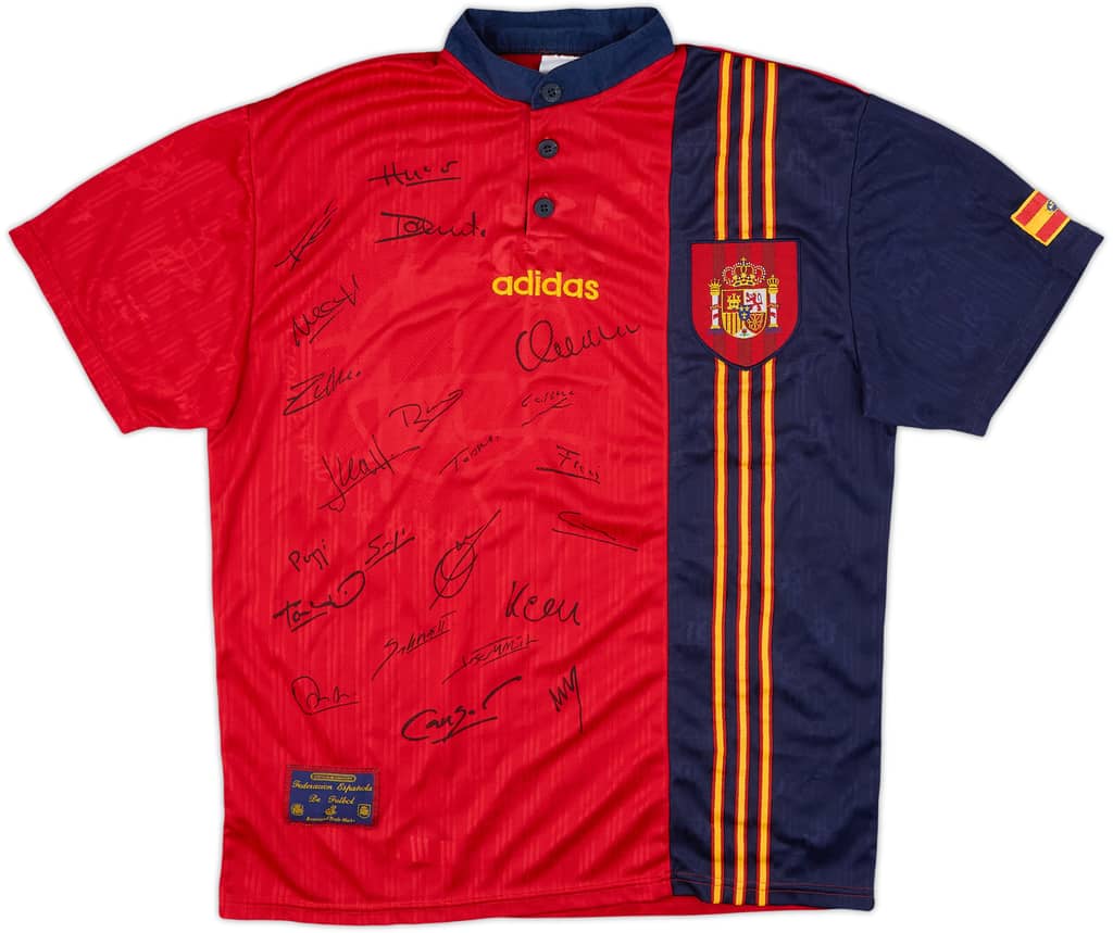 1996-98 Spain 'Squad Signed' Home Shirt - 9/10 - (L)