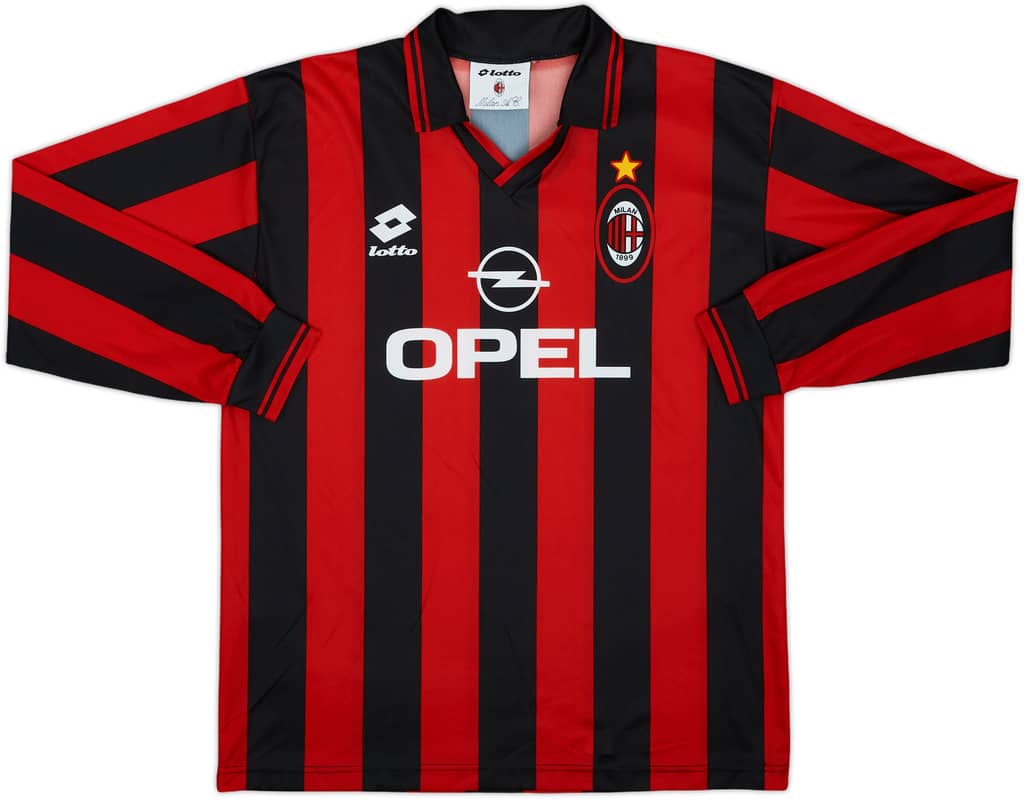 1994-95 AC Milan Basic Home L/S Shirt - 8/10 - (XL.Boys)