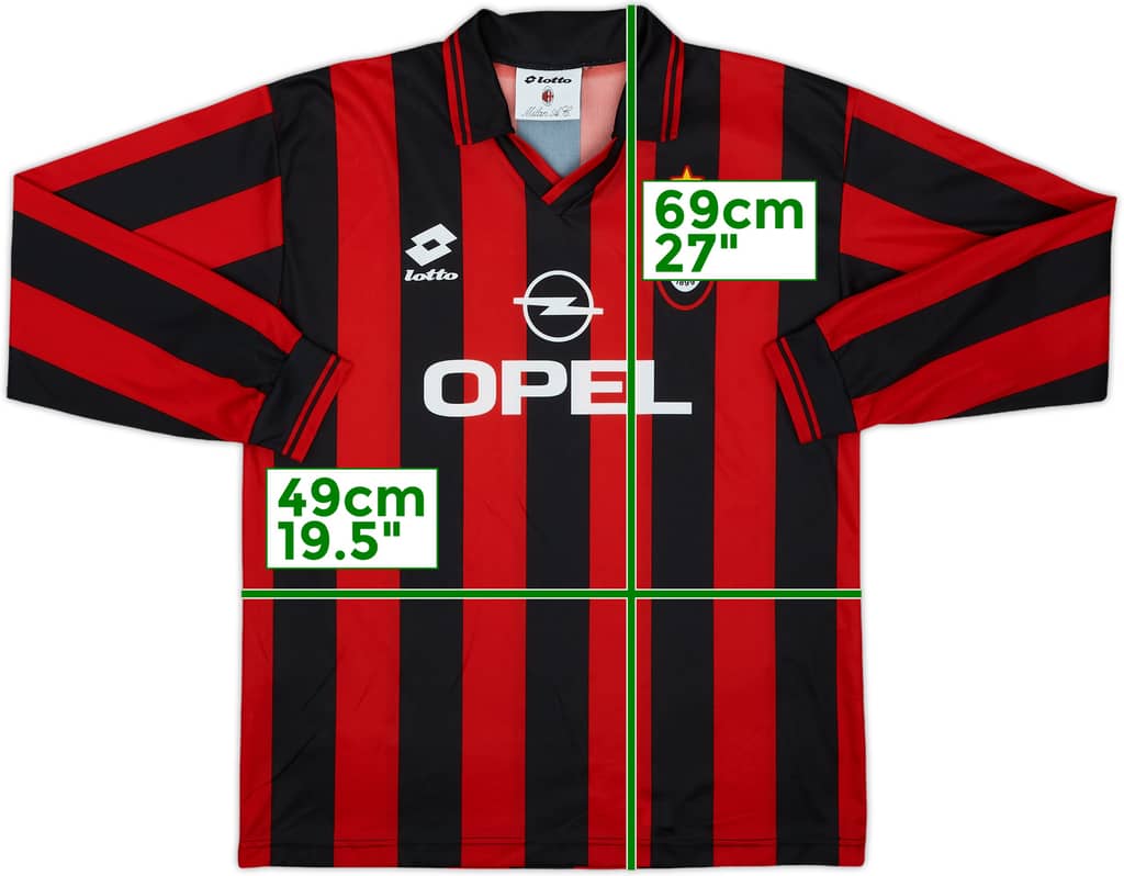 1994-95 AC Milan Basic Home L/S Shirt - 8/10 - (XL.Boys)