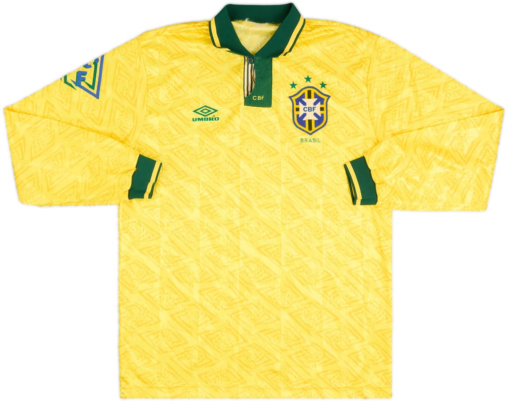 1991-93 Brazil Home L/S Shirt - 7/10 - (L)