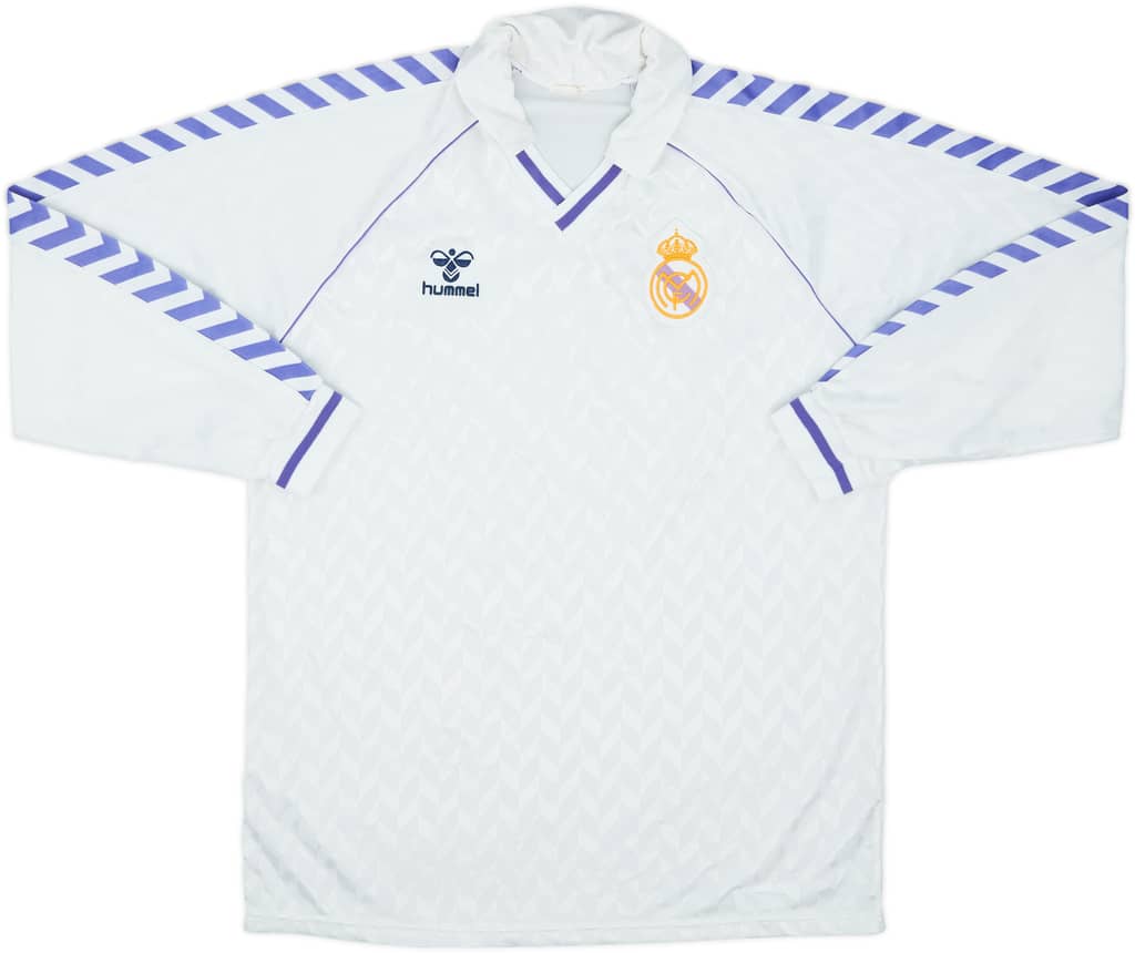 1986-88 Real Madrid Home L/S Shirt - 9/10 - (XL)