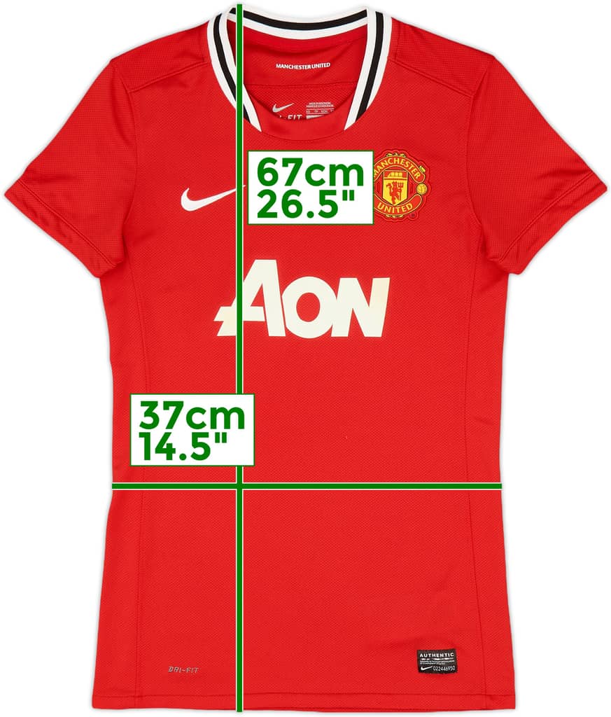 2011-12 Manchester United Home Shirt - 9/10 - (Women's XS)