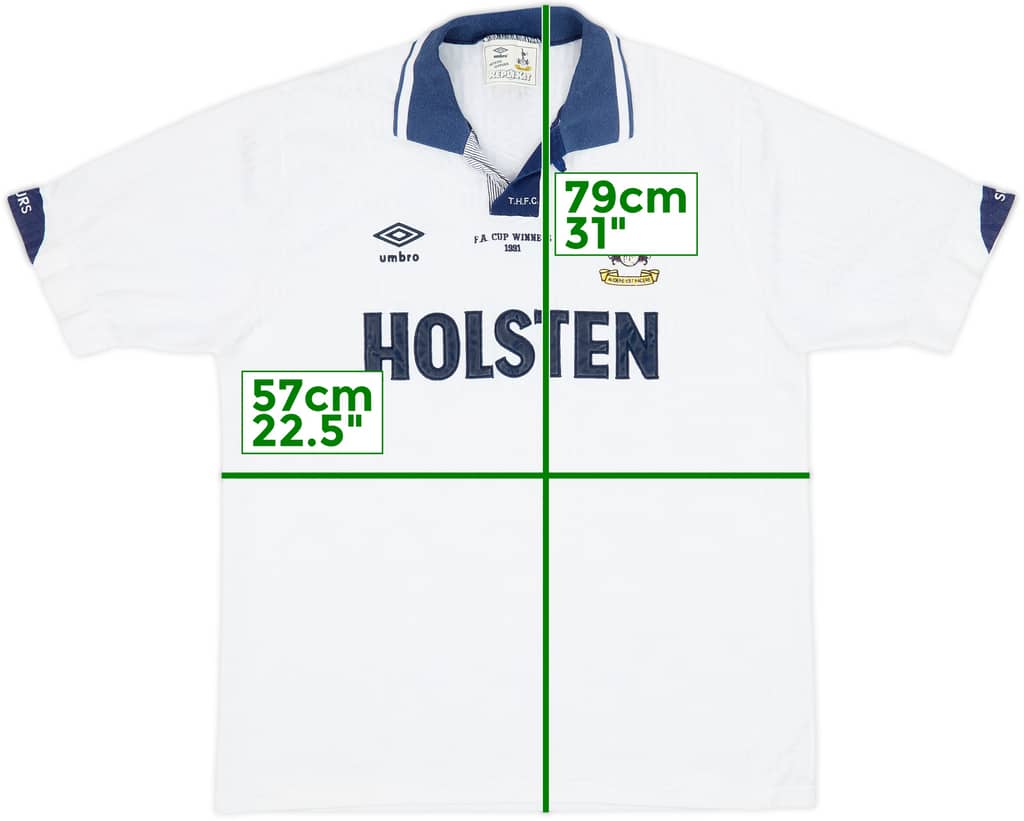 1991-93 Tottenham Home Shirt - 8/10 - (L)