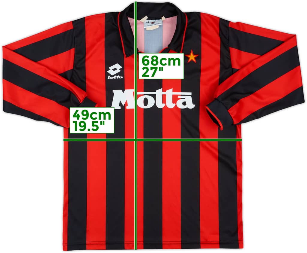 1994-95 AC Milan Basic Home L/S Shirt - 8/10 - (XL.Boys)