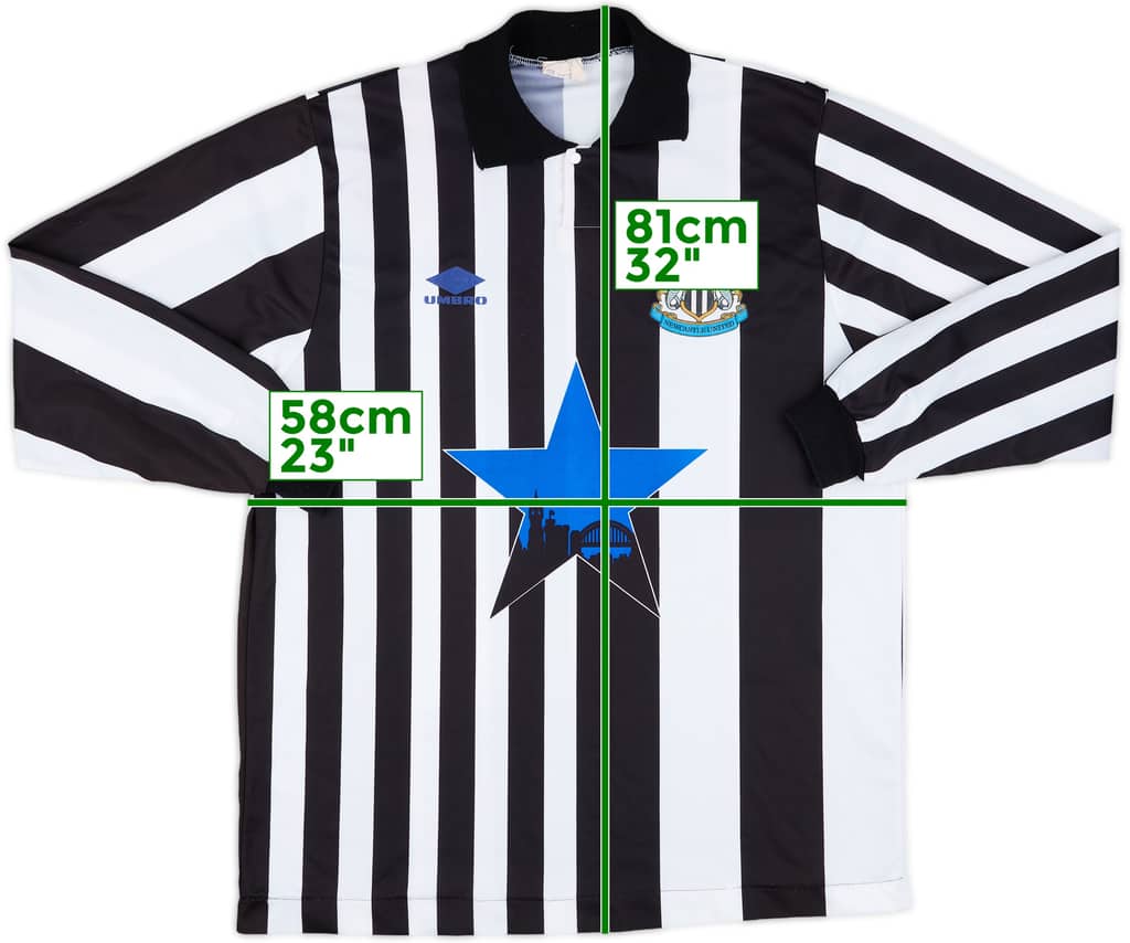 1991-93 Newcastle Prototype Home L/S Shirt - 7/10 - (L)