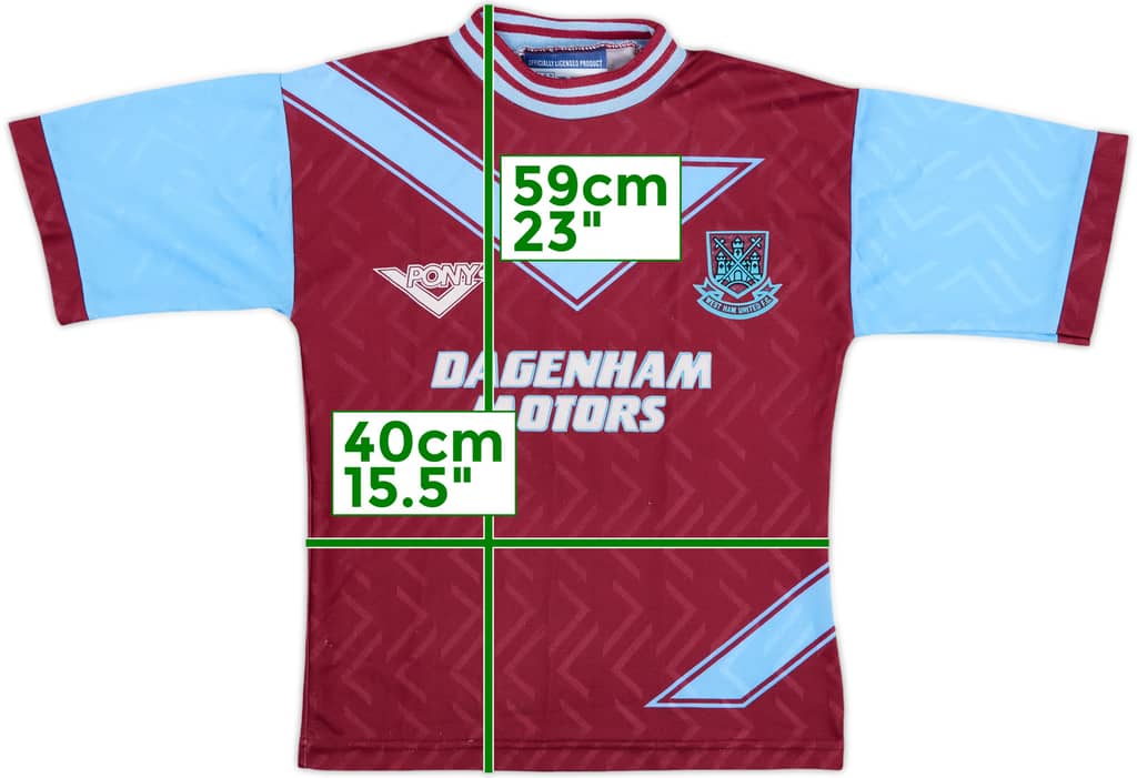 1993-95 West Ham Home Shirt - 8/10 - (M.Boys)