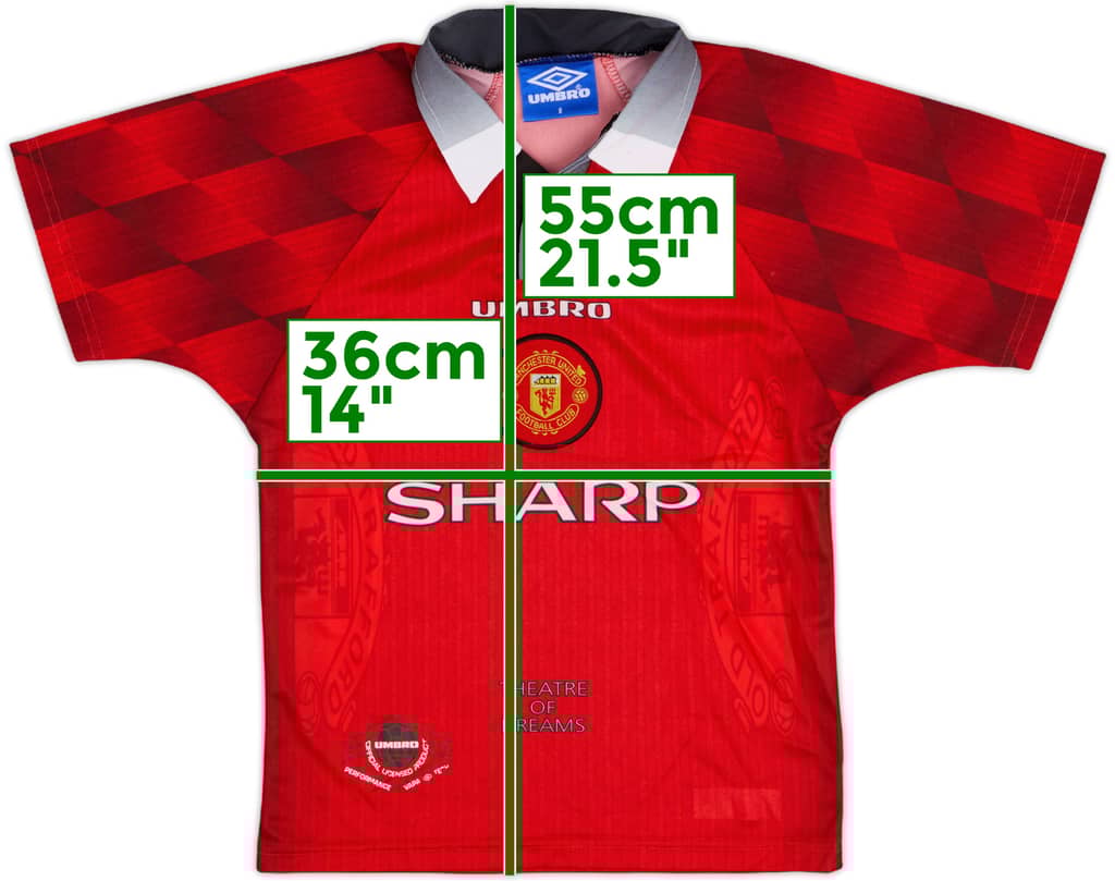 1996-98 Manchester United Home Shirt - 8/10 - (S.Boys)