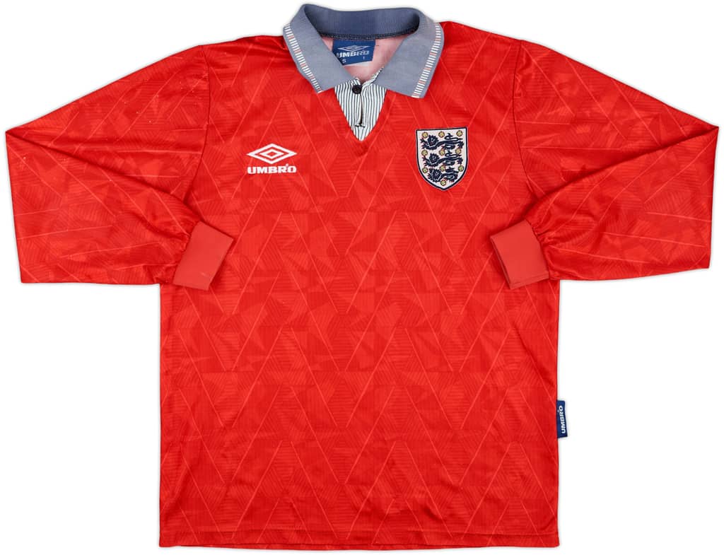 1990-93 England Away L/S Shirt - 6/10 - (S)