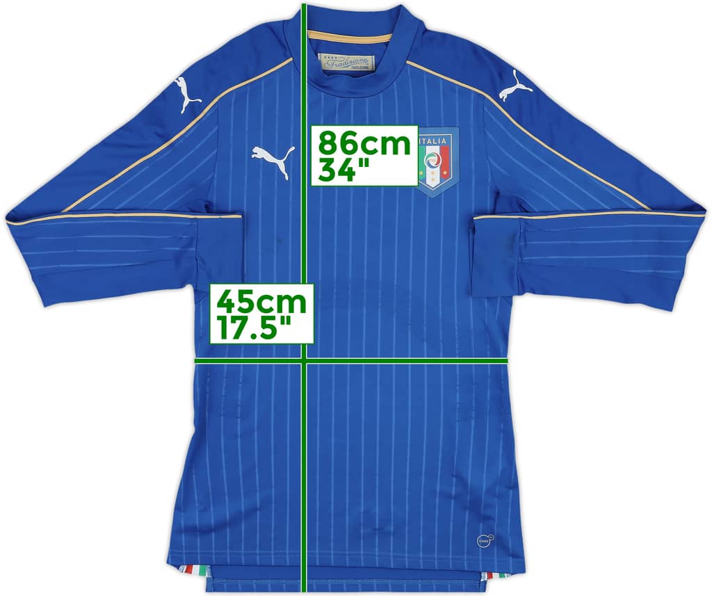 2016-17 Italy Player Issue Home L/S Shirt - 10/10 - (L)