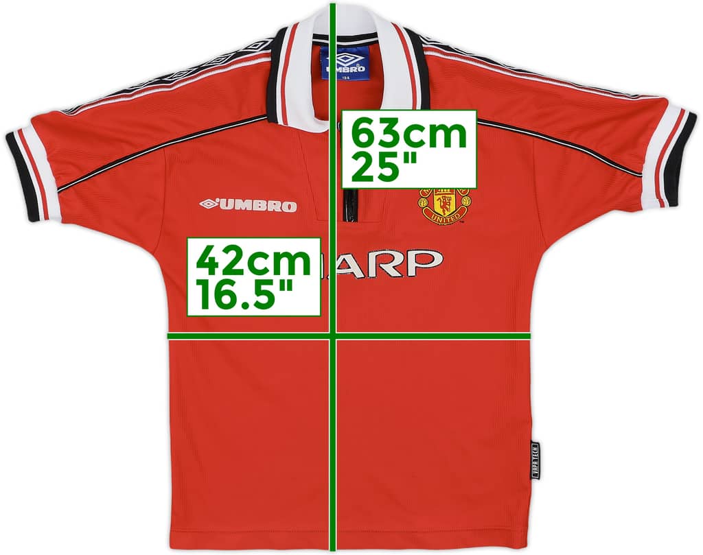 1998-00 Manchester United Home Shirt - 8/10 - (S.Boys)