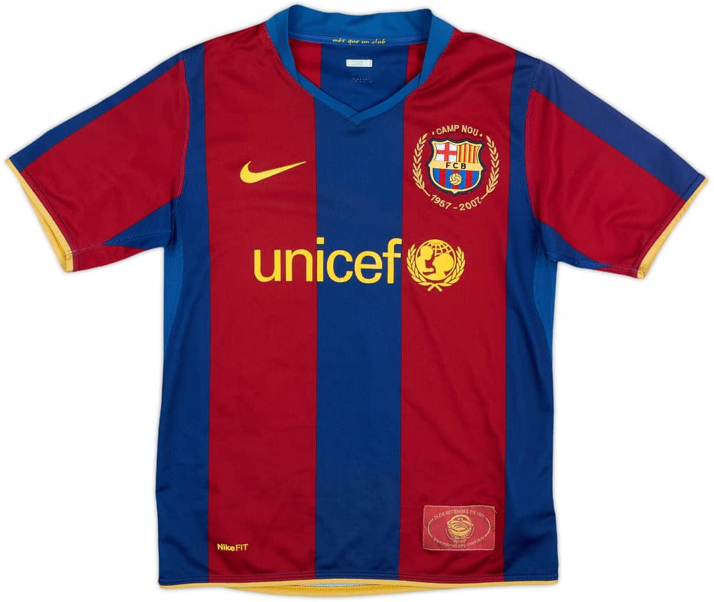 2007-08 Barcelona Home Shirt - 7/10 - (M.Boys)