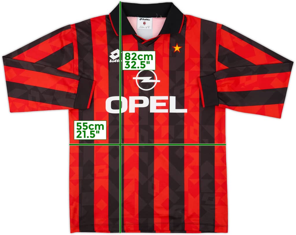 1994-95 AC Milan Home L/S Shirt - 8/10 - (L)