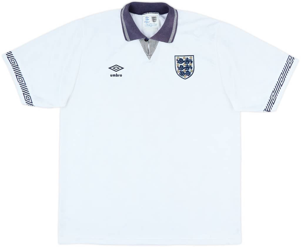 1990-92 England Home Shirt - 8/10 - (XL)