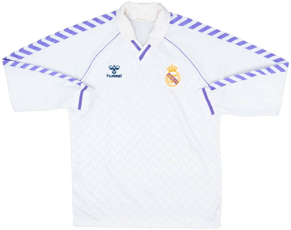 1989-90 Real Madrid Home L/S Shirt - 8/10 - (M)