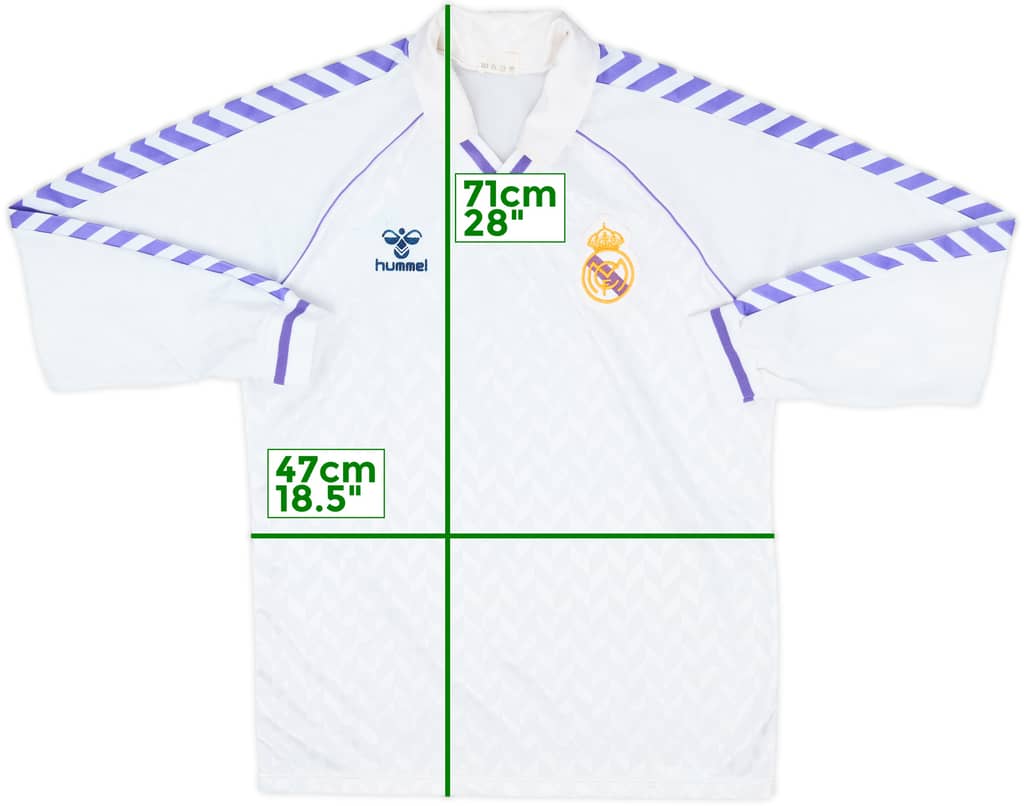 1989-90 Real Madrid Home L/S Shirt - 8/10 - (M)