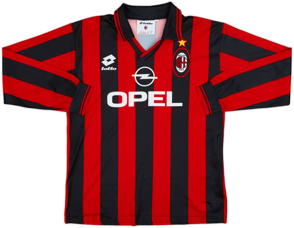 1995-96 AC Milan Home L/S Shirt - 8/10 - (XL.Boys)