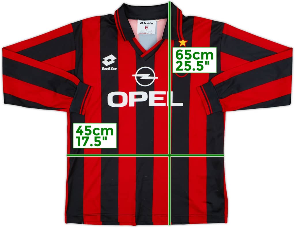 1995-96 AC Milan Home L/S Shirt - 8/10 - (XL.Boys)