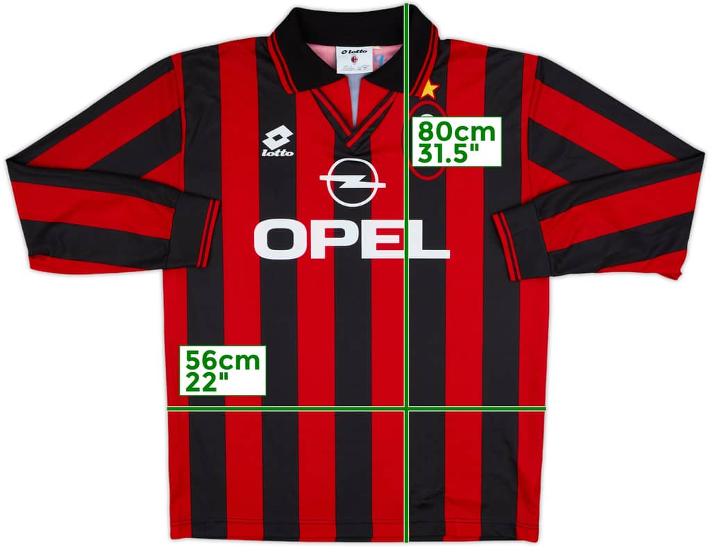 1996-97 AC Milan Home L/S Shirt - 10/10 - (L)