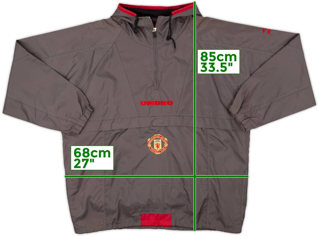 1994-95 Manchester United Umbro 1/4 Zip Hooded Rain Jacket - 9/10 - (XL)
