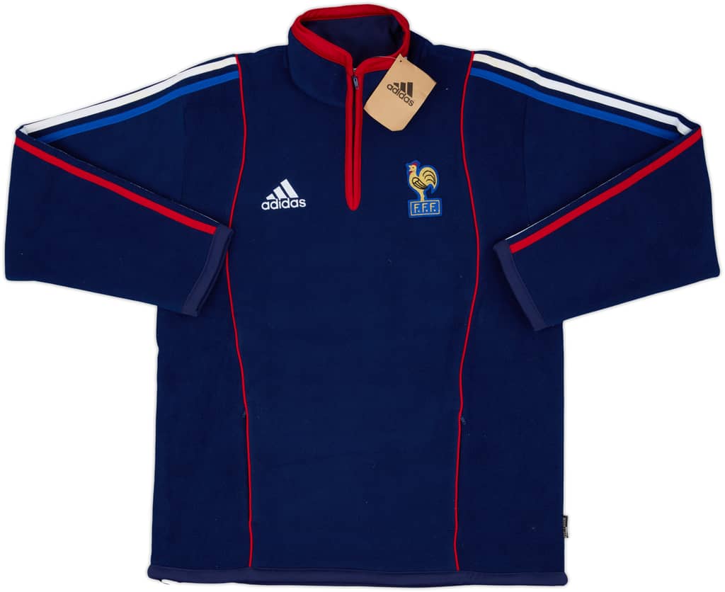 Chaqueta de forro polar con cierre de 1/4 adidas de France 1998 (Mujeres M)