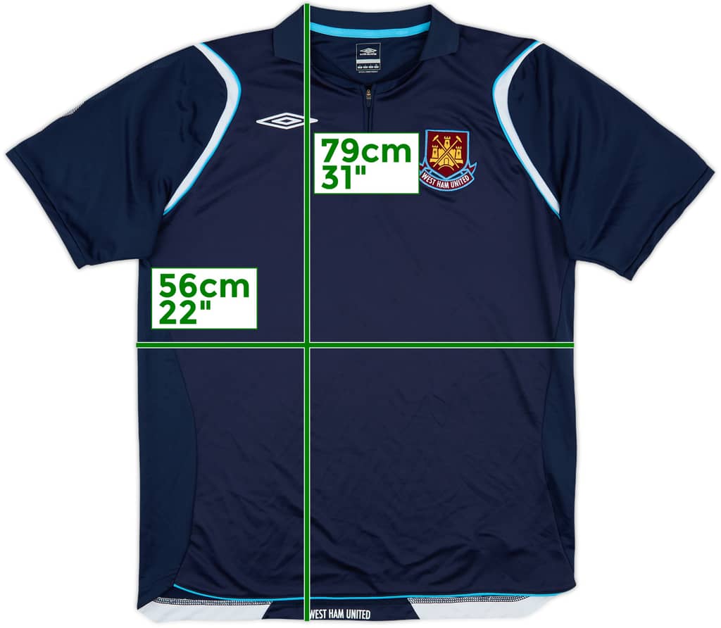 2007-08 West Ham 1/4 Zip Polo Shirt - 10/10 - (L)