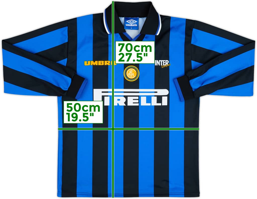 Camiseta de local básica de manga larga 'Campus' del Inter Milan 1997-98 - 9/10 - (M)