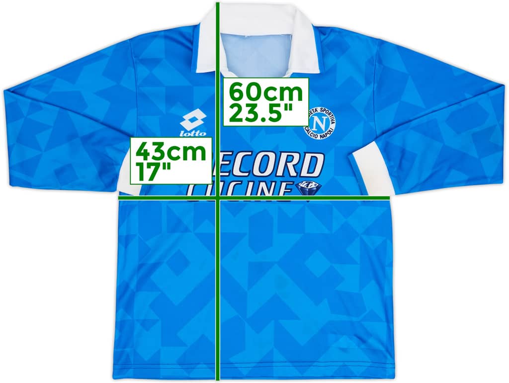 1994-96 Napoli Home L/S Shirt - 8/10 - (Y)