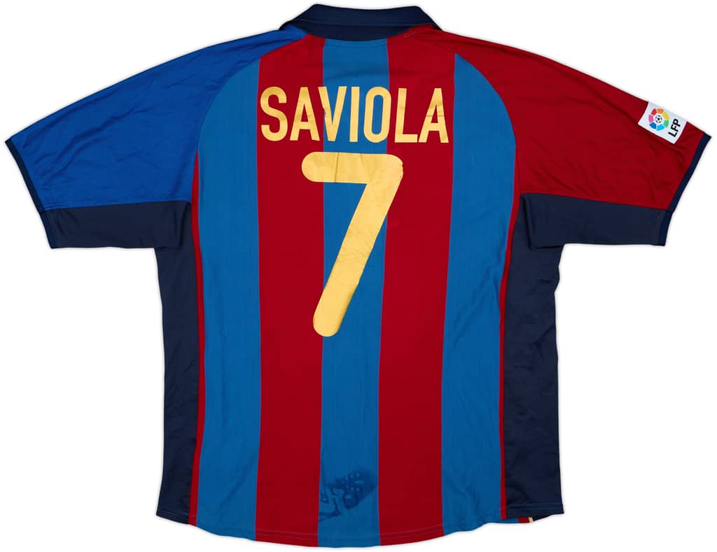 2001-02 Barcelona Home Shirt Saviola #7 - 5/10 - (L)