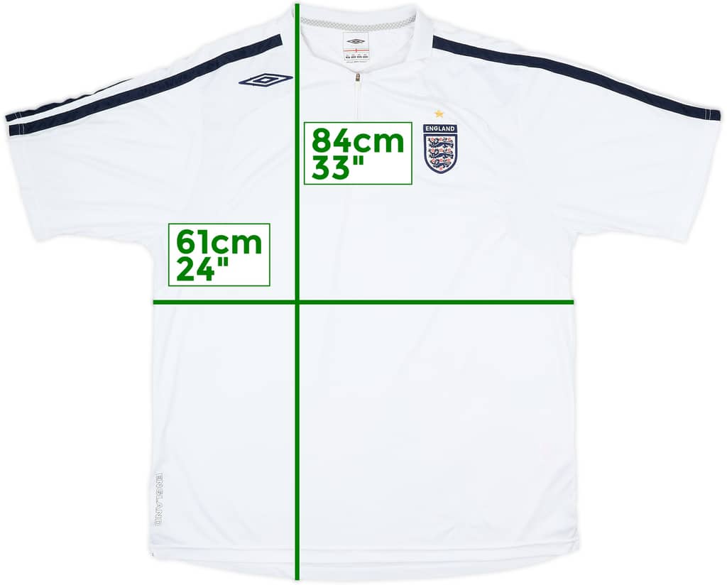 2006-07 England Umbro 1/4 Zip Polo Shirt - 8/10 - (XXL)