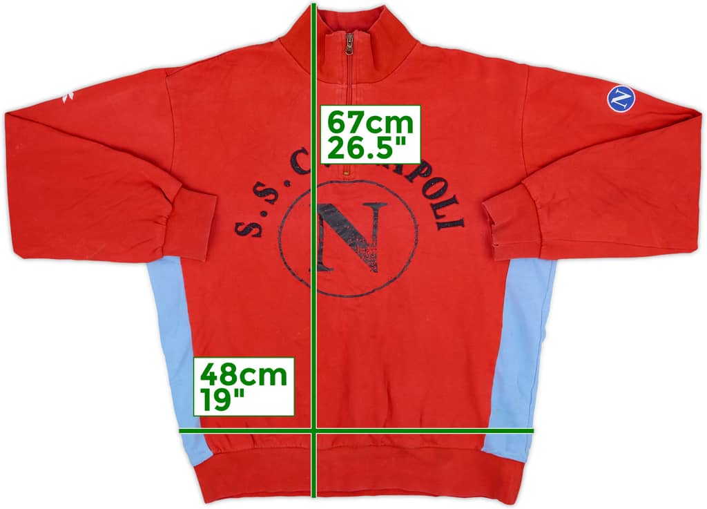 2000-01 Napolia Diadora 1/4 Zip Sweat Top - 8/10 - (XL.Boys)