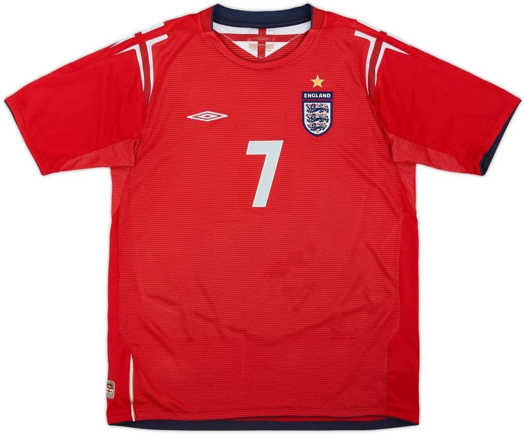 2004-06 England Away Shirt Beckham #7 - 6/10 - (XL.Boys)
