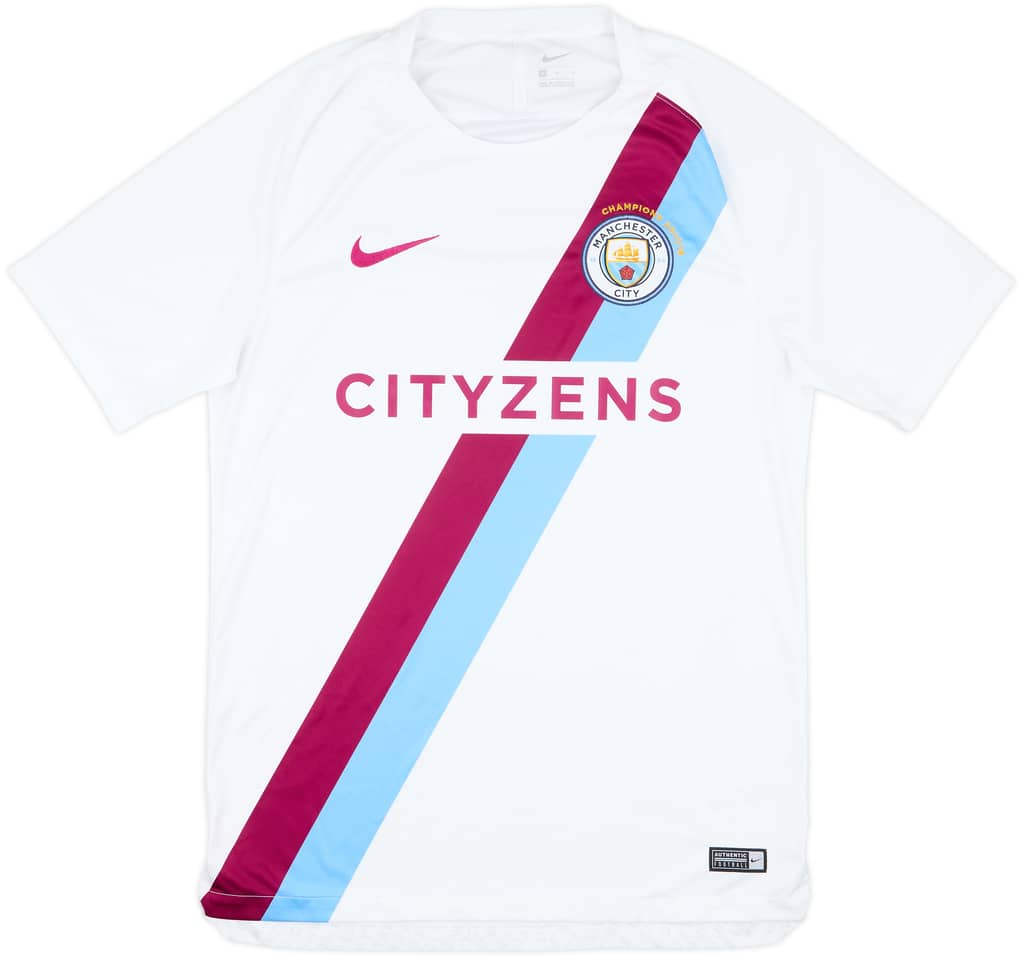 2017-18 Manchester City Player Issue 'Champions' Pre-Match Shirt - 8/10 - (M)