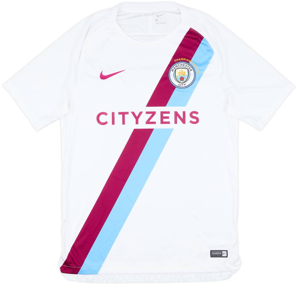 2017-18 Manchester City Player Issue 'Champions' Pre-Match Shirt