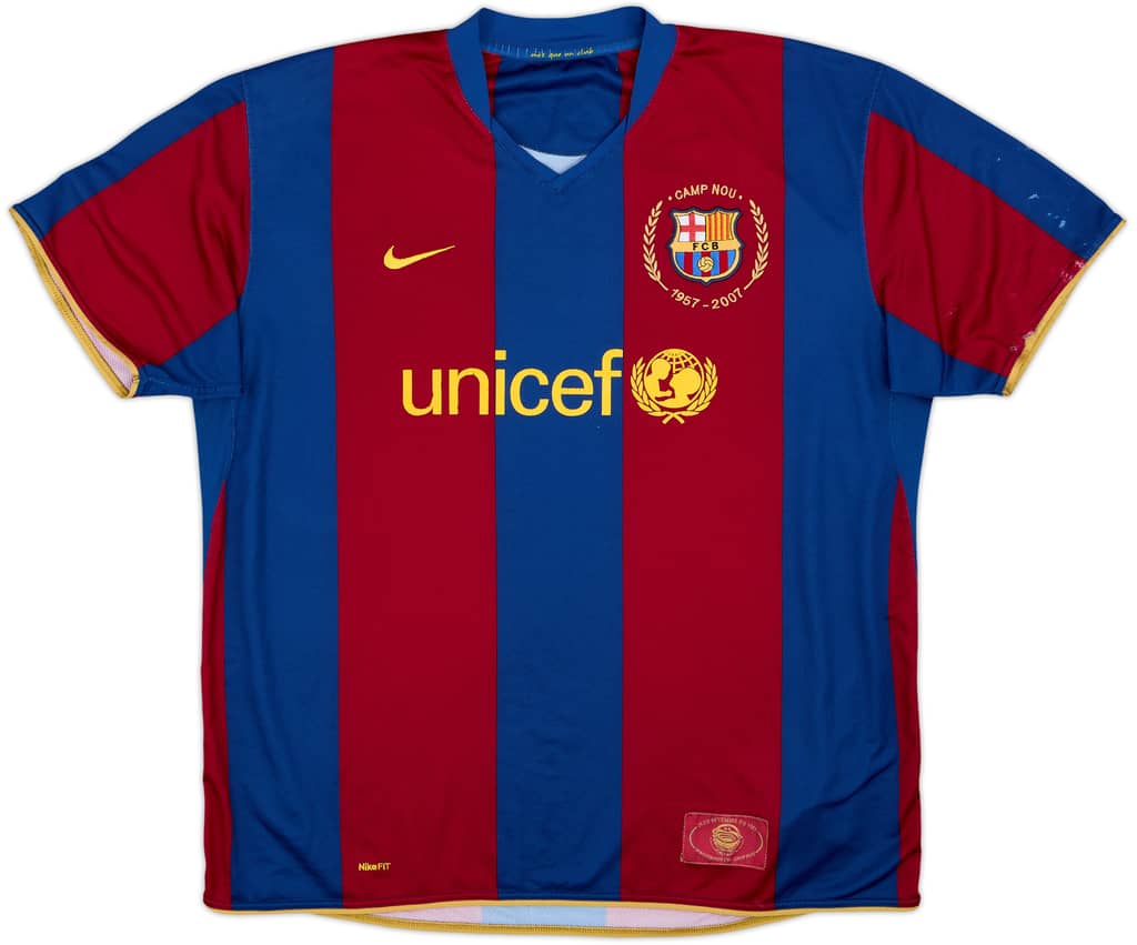 2007-08 Barcelona Home Shirt - 4/10 - (XL)