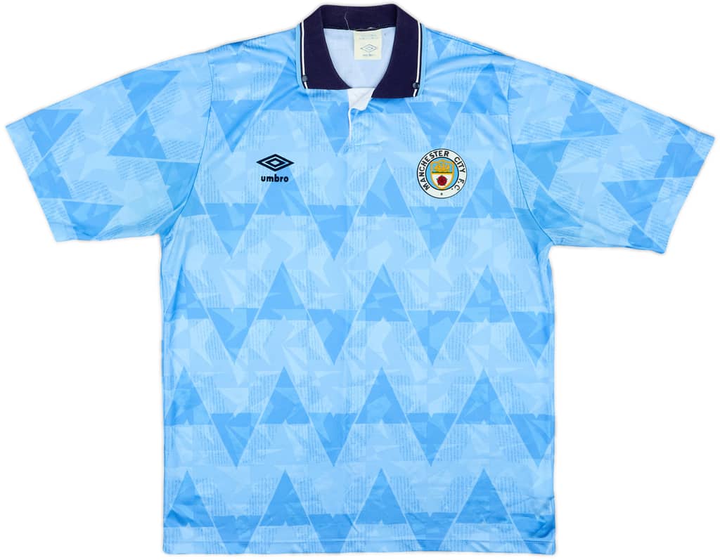 1989-91 Manchester City Home Shirt - 9/10 - (L)