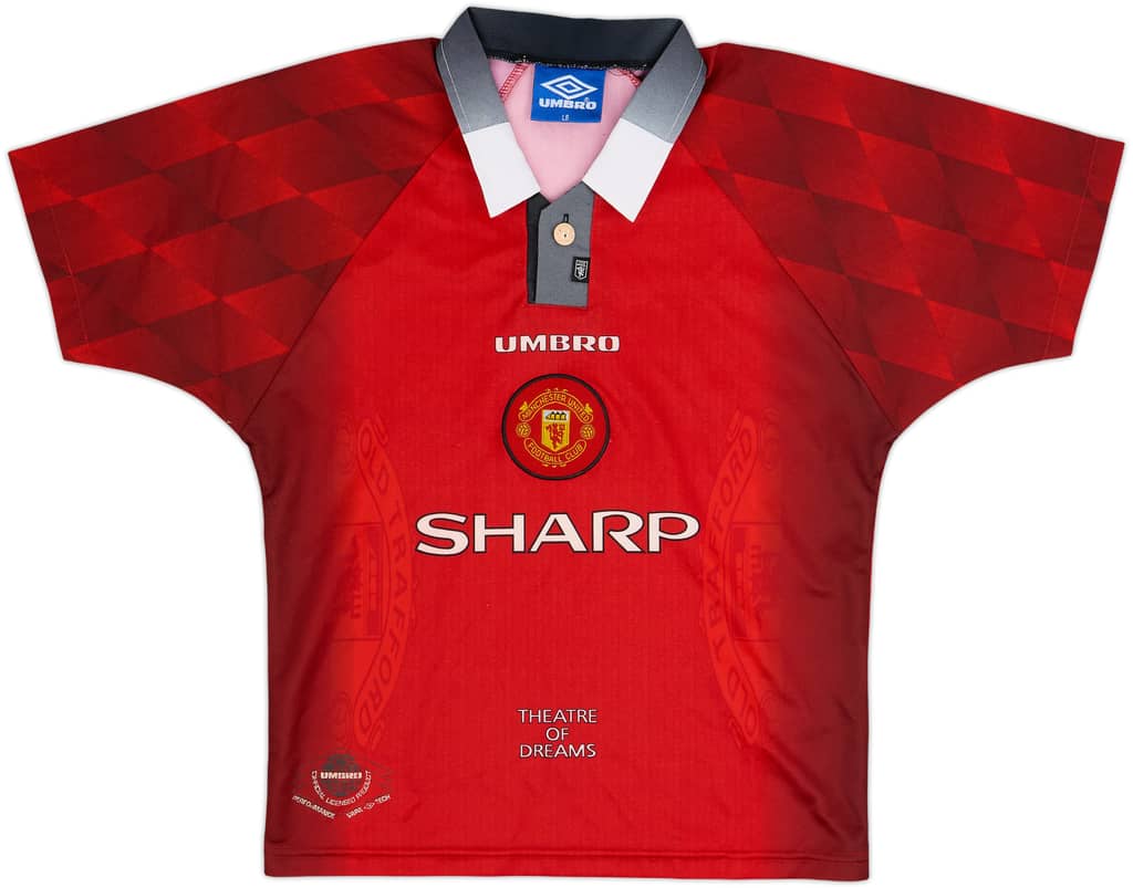 1996-98 Manchester United Home Shirt - 8/10 - (L.Boys)