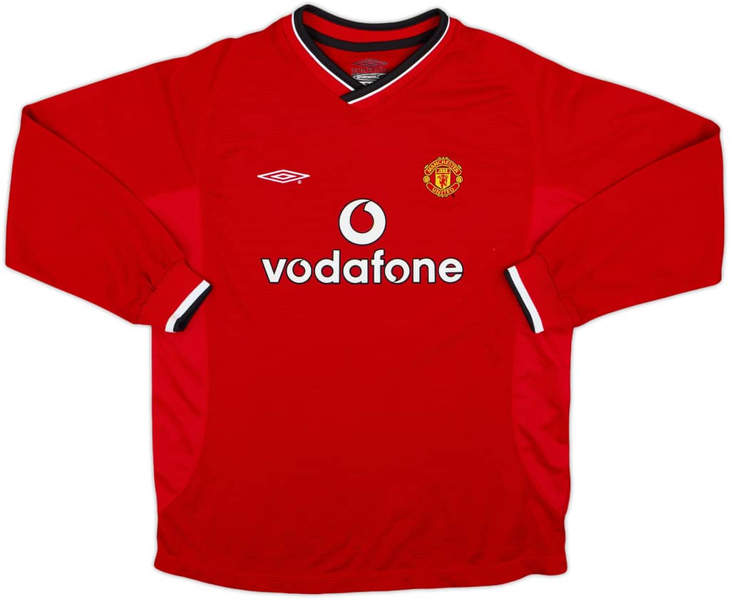 2000-02 Manchester United Home L/S Shirt - 10/10 - (L.Boys)