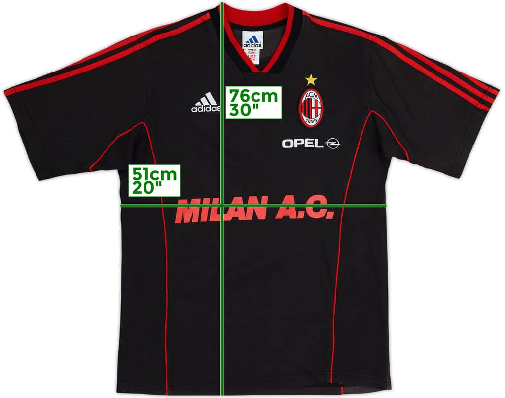 1999-00 AC Milan adidas Playera de Algodón - 8/10 - (M/L)