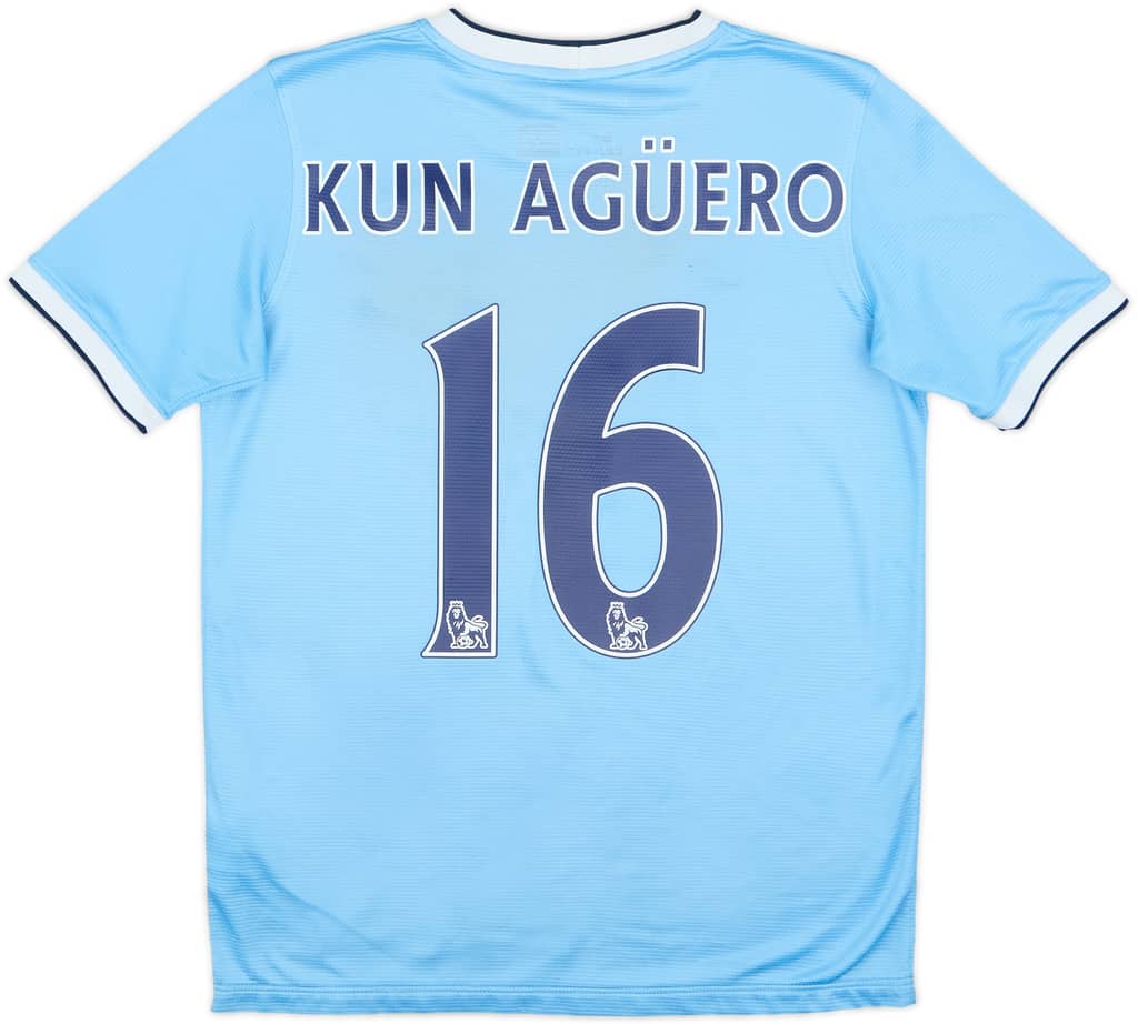 2013-14 Manchester City Home Shirt Kun Aguero #16 - 6/10 - (14-15 Years)