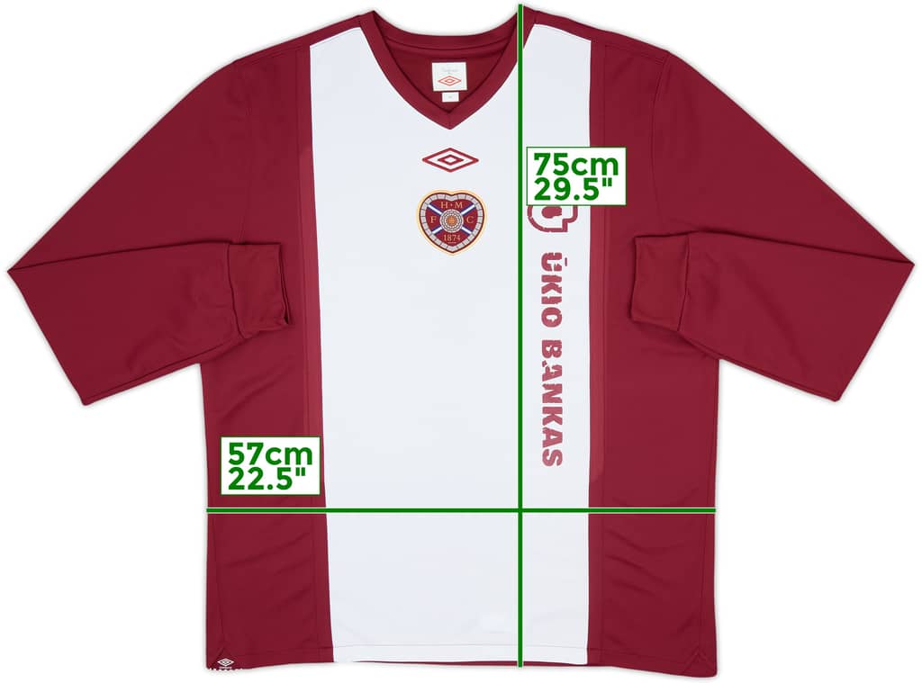 2010-11 Hearts Home L/S Shirt - 5/10 - (XL)