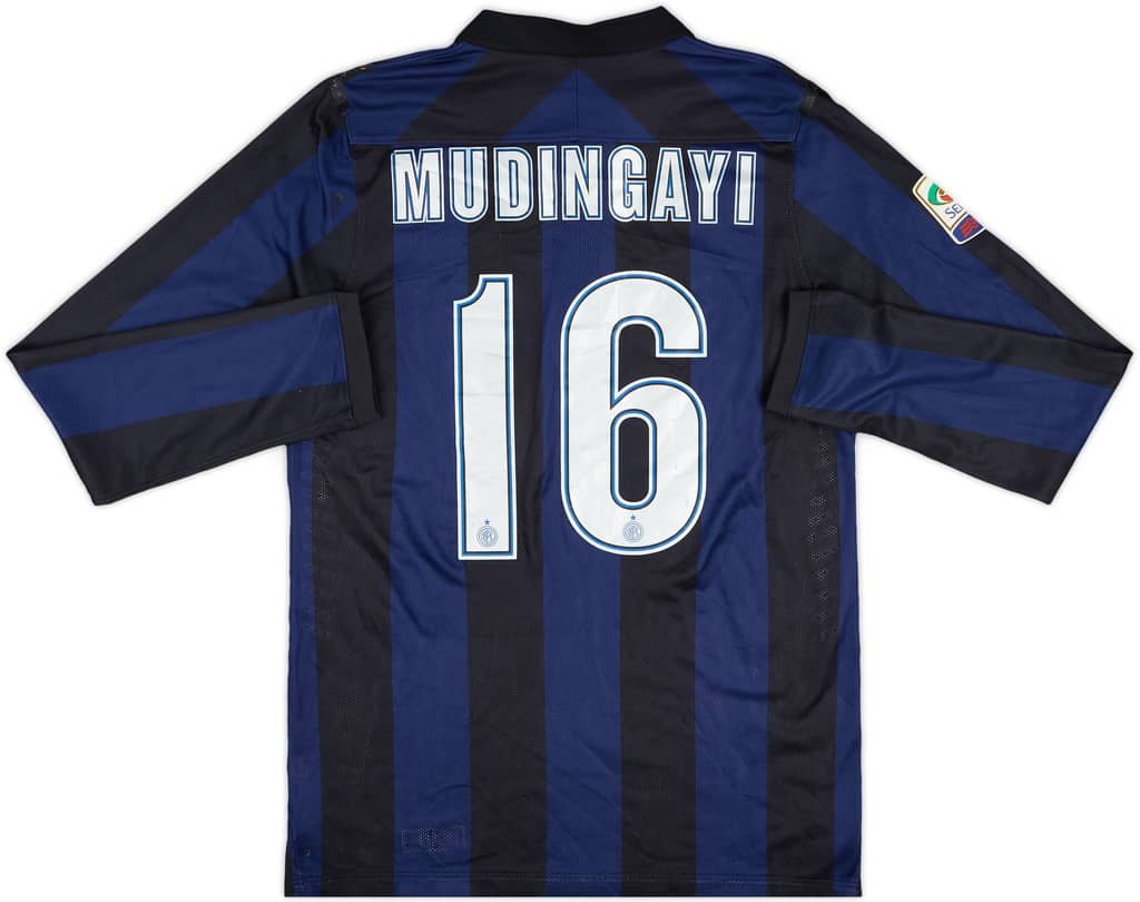 2013-14 Inter Milan Player Issue Home L/S Shirt Mudingayi #16 - 6/10 - (L)