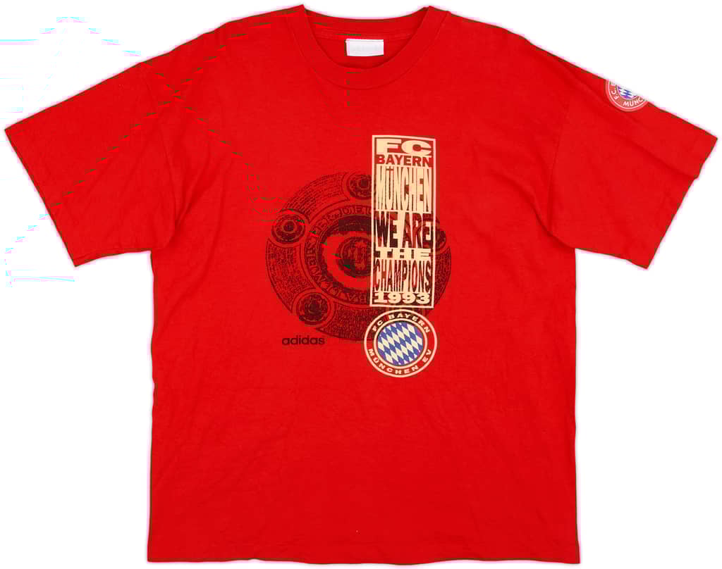 1993-94 Bayern Munich adidas Champions 1993 Tee - 8/10 - (XL)