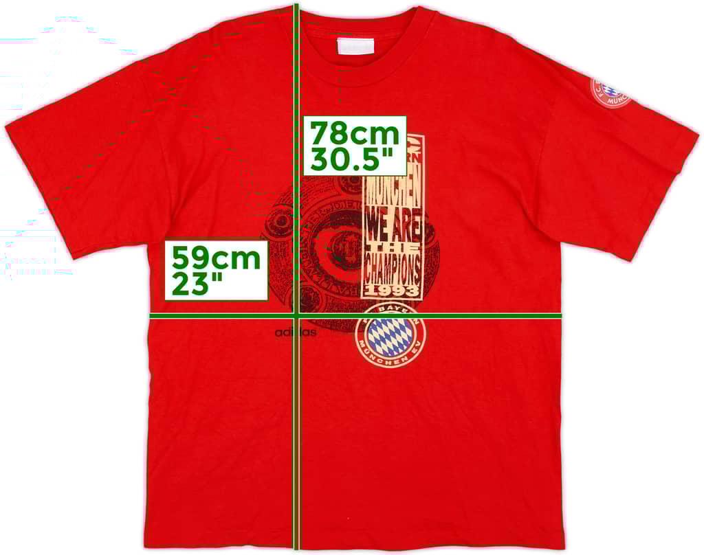 1993-94 Bayern Munich adidas Champions 1993 Tee - 8/10 - (XL)